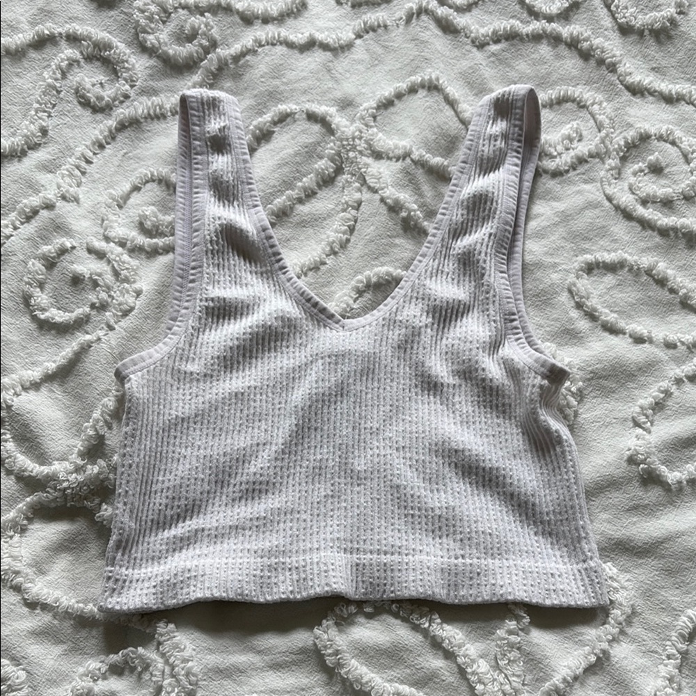 Forever 21 White Ribbed Knit Tank